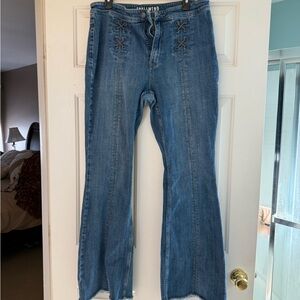 Idyllwind Denim Flare Jeans with Cross Stitch Detail
